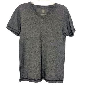 Men's B2 Original Blends Charcoal Black White Slub Knit V Neck T Shirt